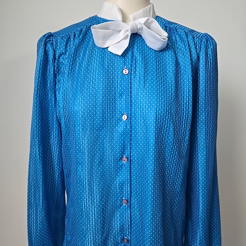Vintage Polka Dot Tie Blouse (M)